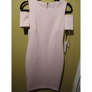 Calvin Klein Pink Midi Dress Cut Out Shoulders